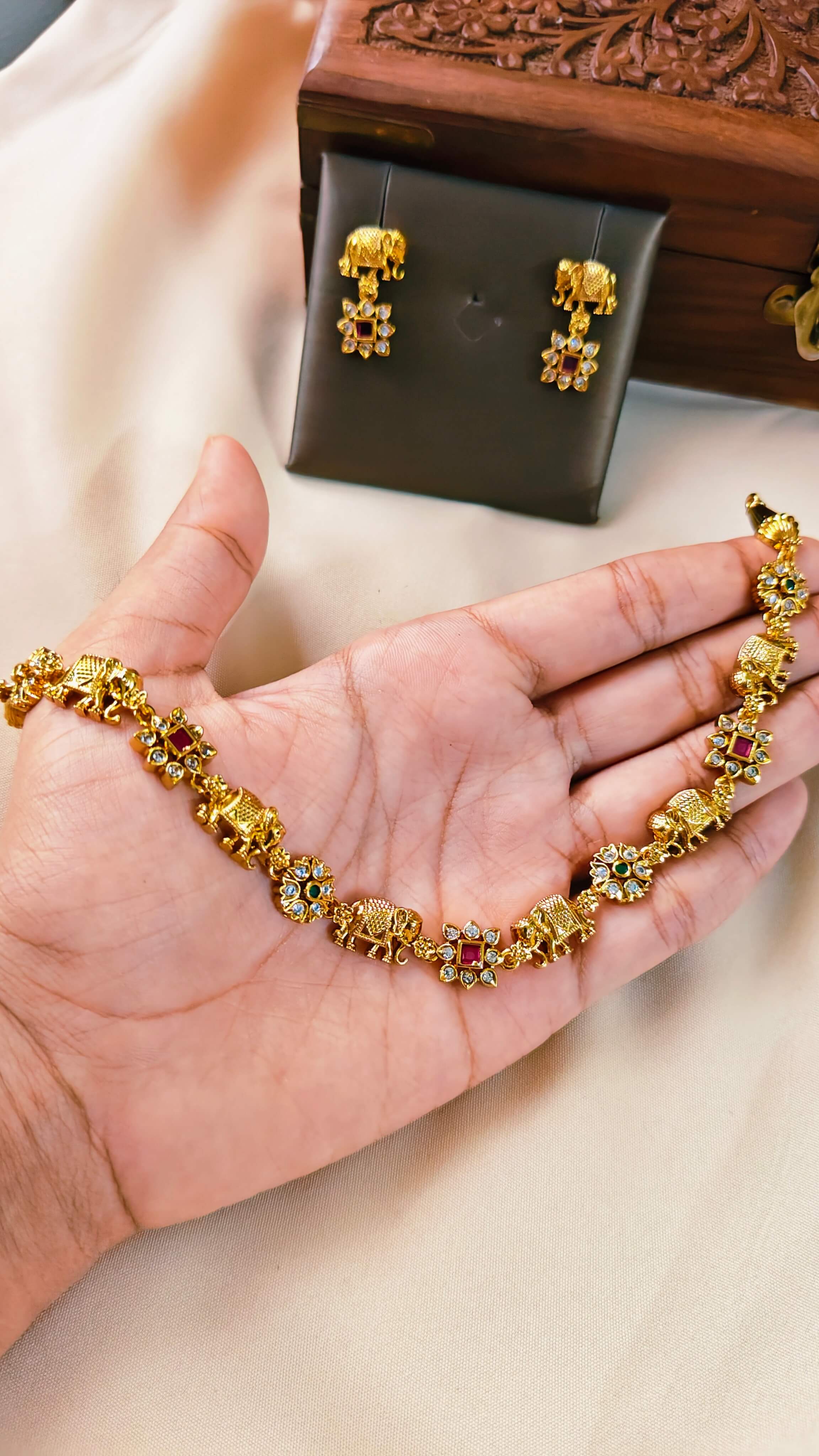 Gajmala Ruby Necklace Set | ADNK-02