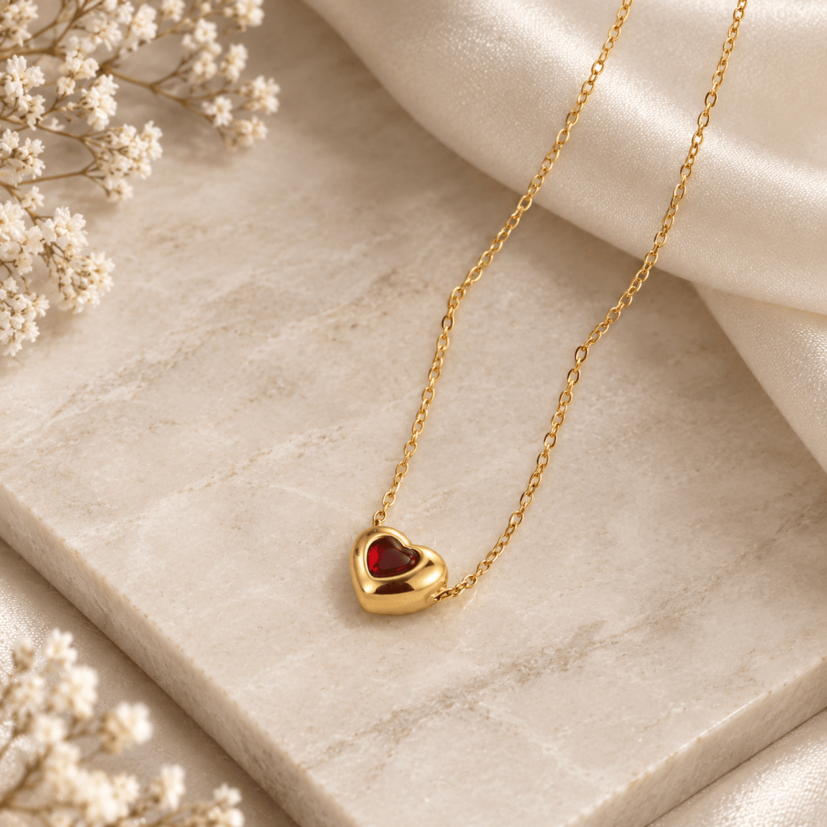 Celeste Ruby Heart Necklace | TRNNK5