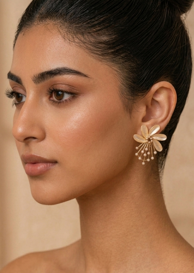 Flower Stud with Pearls