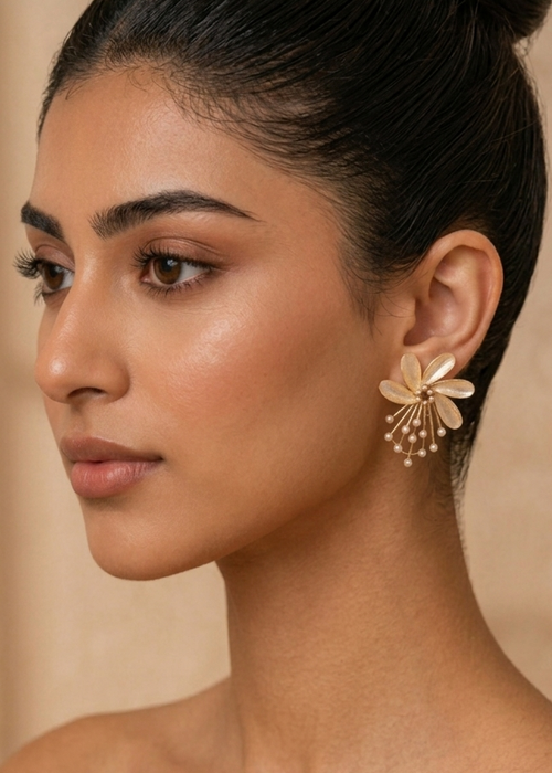 Flower Stud with Pearls