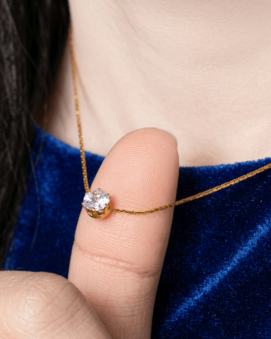 Gold Plated Solitaire Necklace