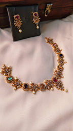 Navaratna Royale AD Necklace Set | TRDNK-59