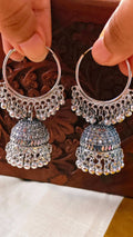 Naqsh Oxidised Hoop Jhumkas | OXDE-15