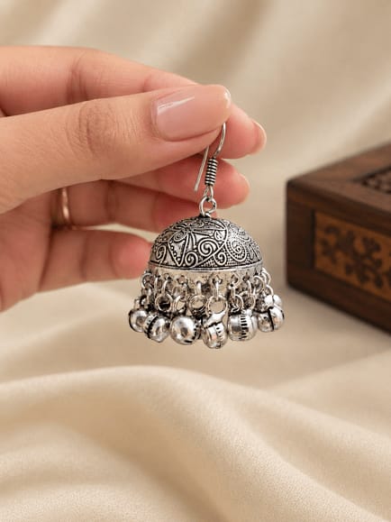 Saanvi Oxidised Ghungroo Jhumka| OXDE-29