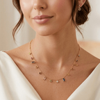 Multi Color Crystal Anti Tarnish Geometric Necklace