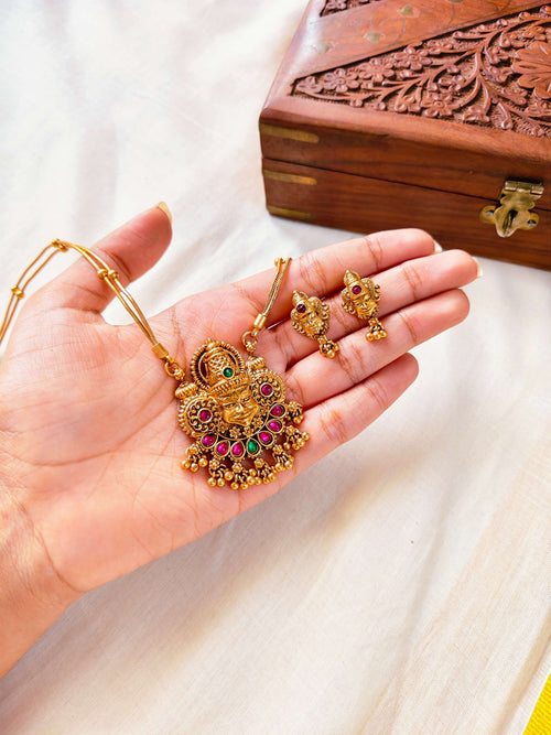 Antique Kathakali Pendant Necklace & Stud Earrings Set | TRDCH-16