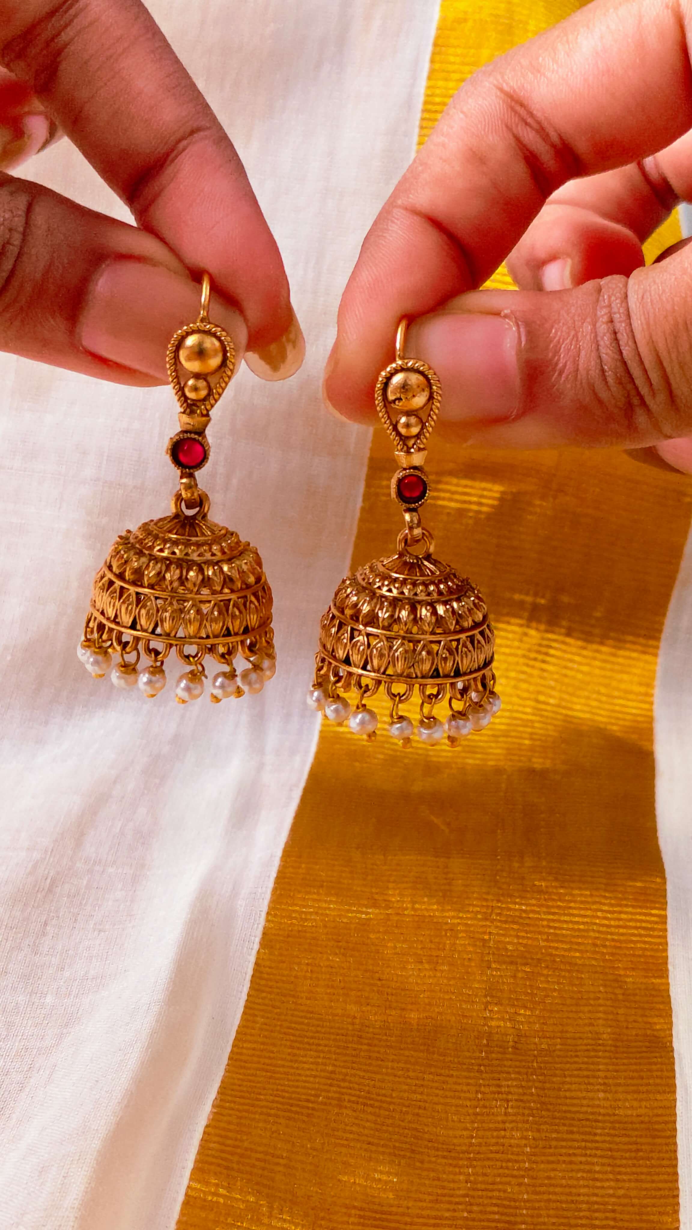 Mridula Pearl Hook Jhumkas | TRDE-14