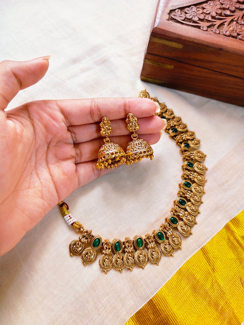 Antique Green Paisley Choker Necklace | TRDNK-46