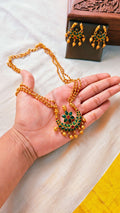 Varnika Emerald Kemp Necklace Set | TRDCH-17
