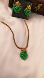 Gaja Lakshmi MInt Green Beaded Pendant Set | TRDNK-58