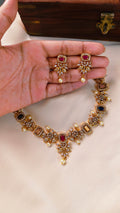 Navaratna Royale AD Necklace Set | TRDNK-59