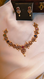 Navaratna Royale AD Necklace Set | TRDNK-59