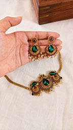 Navya Mayuri Antique Necklace Set| TRDNK-61