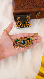 Navya Mayuri Antique Necklace Set| TRDNK-61