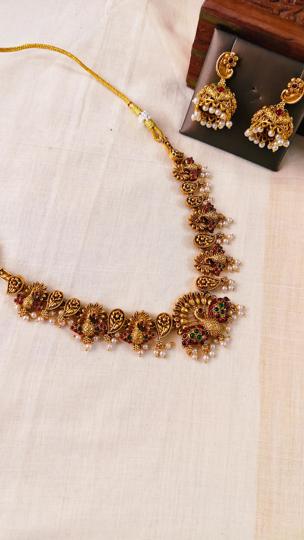 Rajarani Mayura Temple Necklace Set | TRDNK69