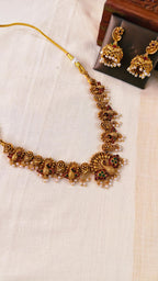 Rajarani Mayura Temple Necklace Set | TRDNK69