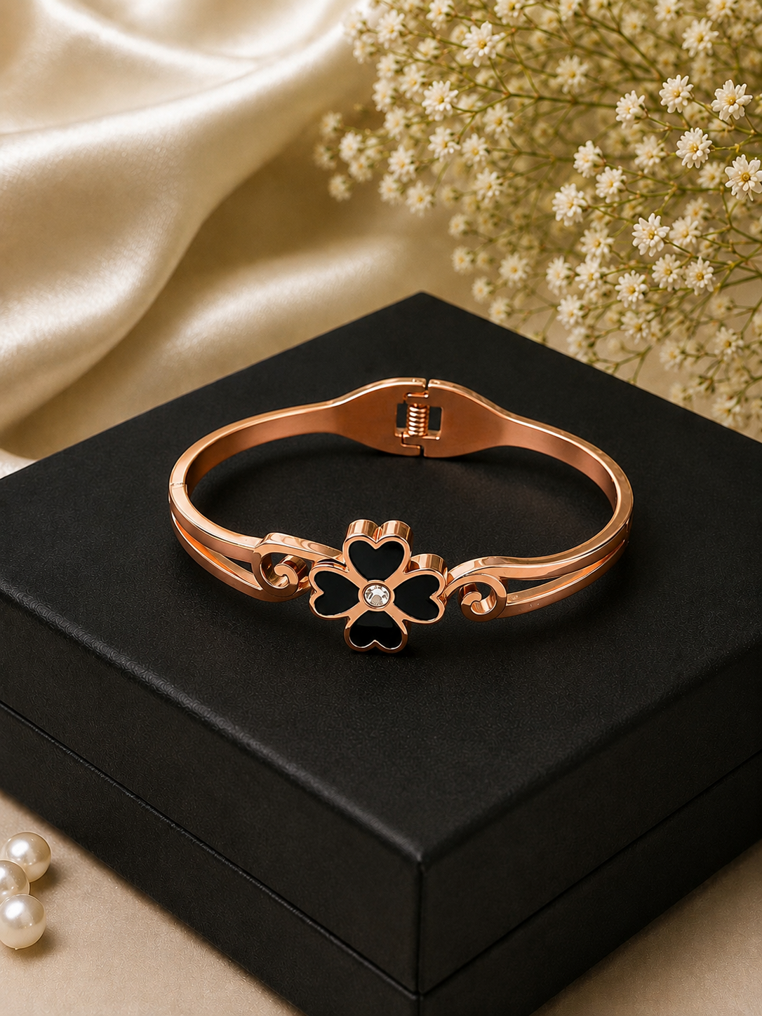 Rose Gold Floral Pattern Bangle