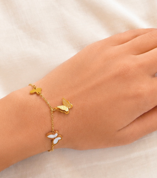 Anti Tarnish Bracelet with Butterfly Charm