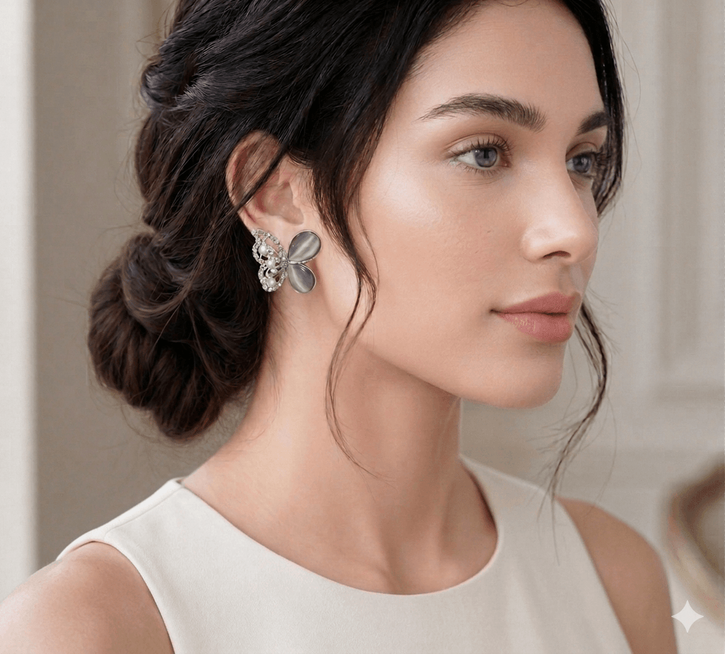 Silver Toned Butterfly Earrings