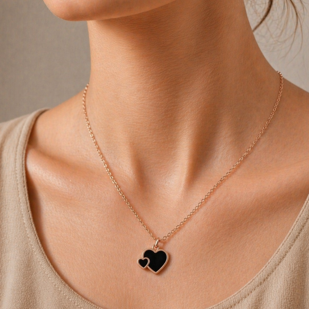 Rose gold chain with double-heart shaped pendant