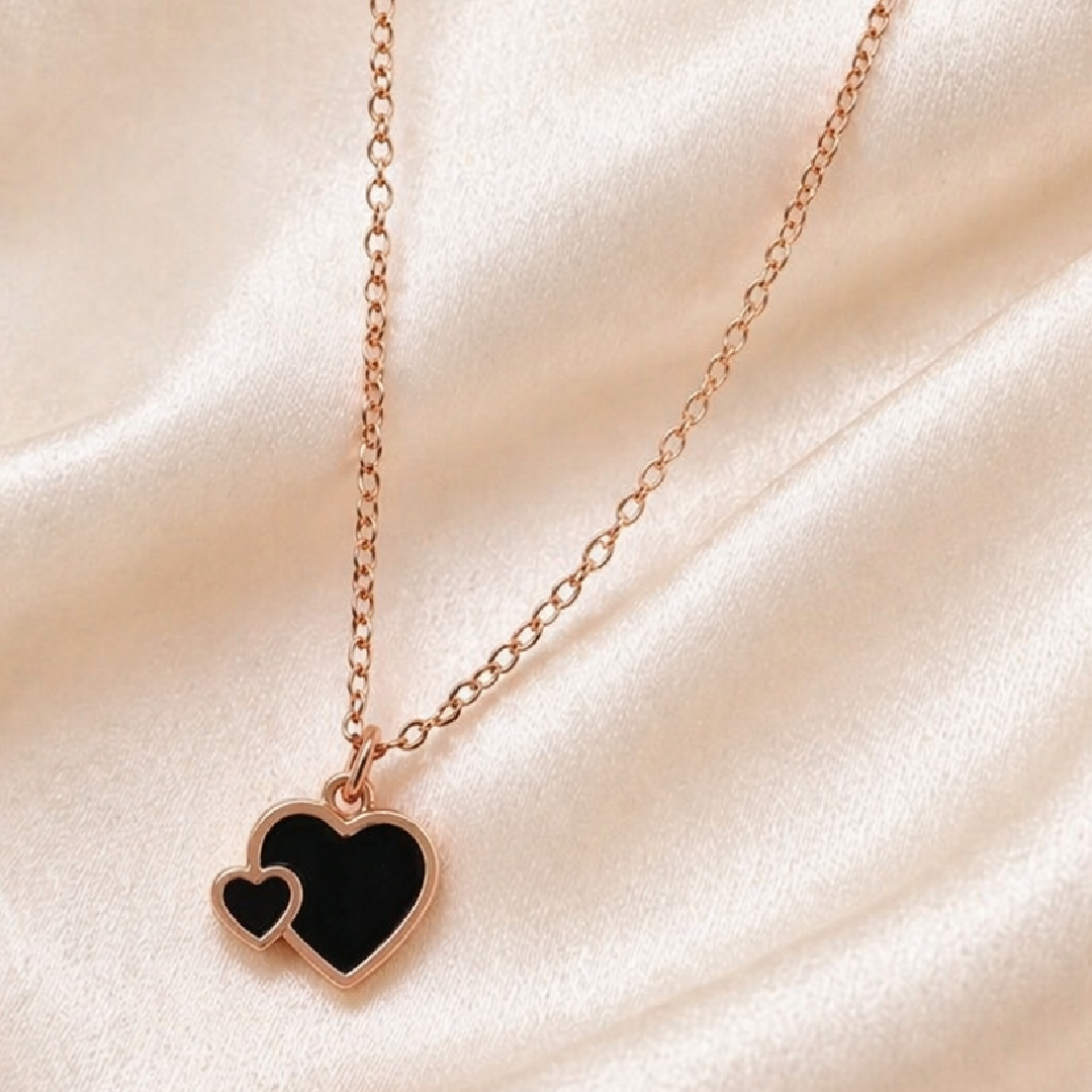 Rose gold chain with double-heart shaped pendant