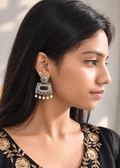 Ziya Oxidised Pearl Chandeliers (Black)| OXDE-26