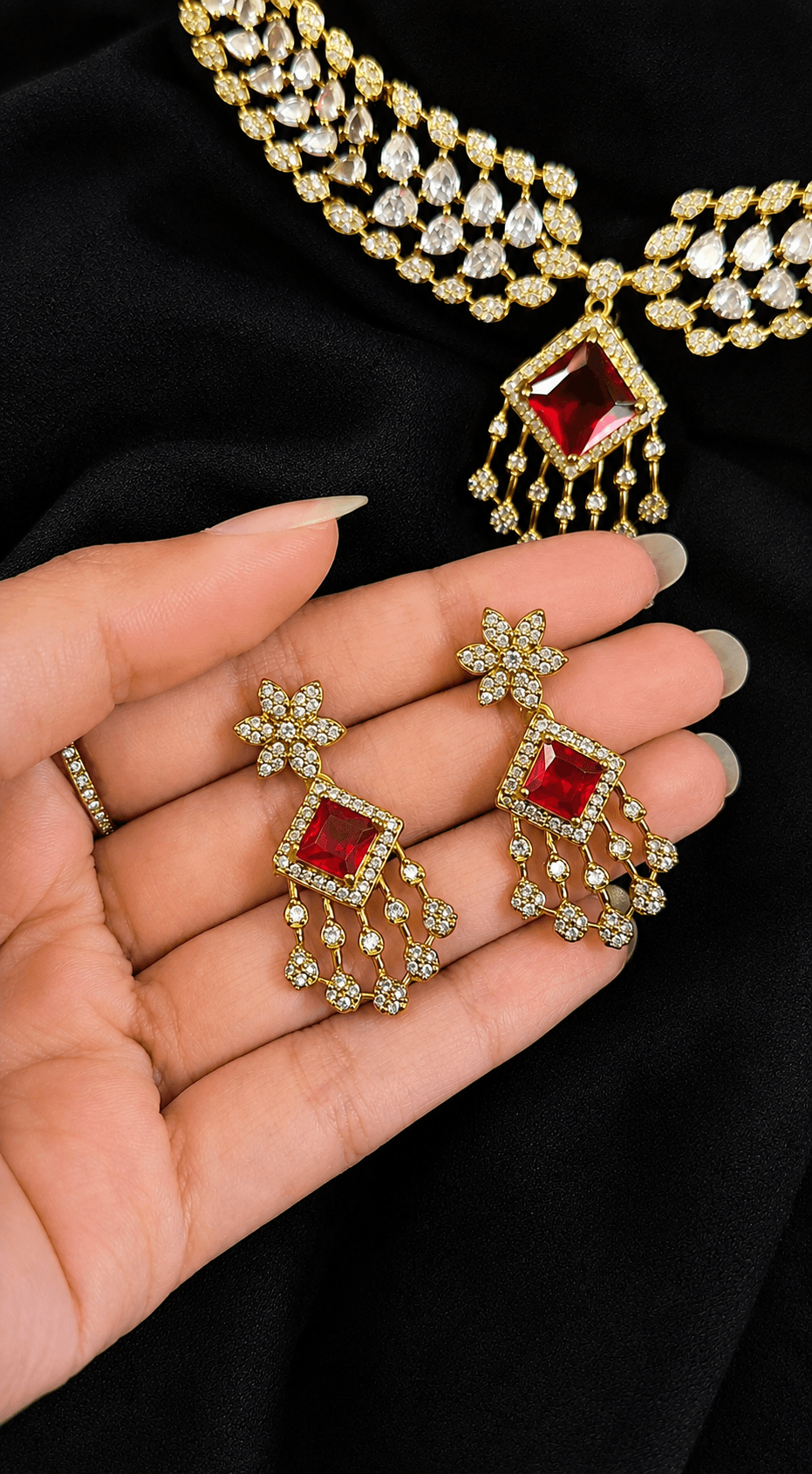 Ruby Allure Necklace Set | ADNK-06