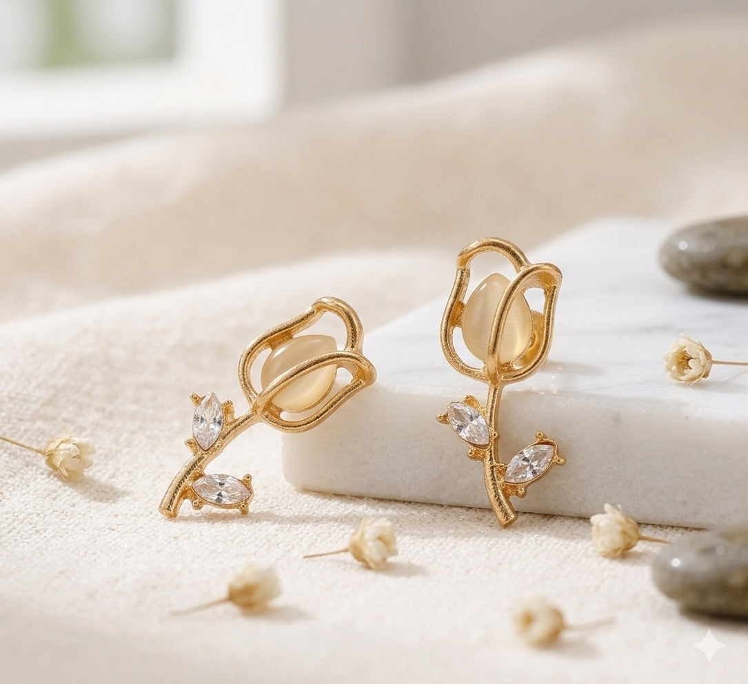 gold plated tulip earrings