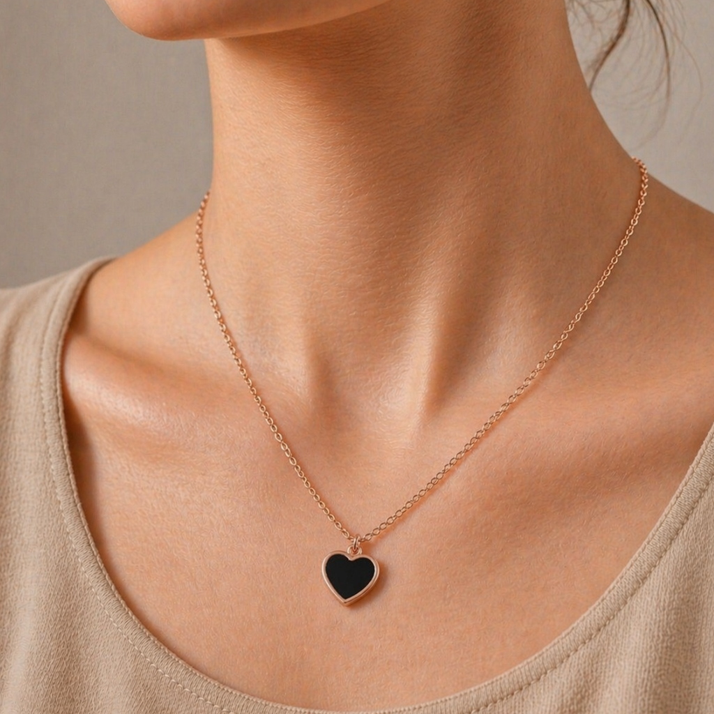 Rose gold chain with heart shaped pendant