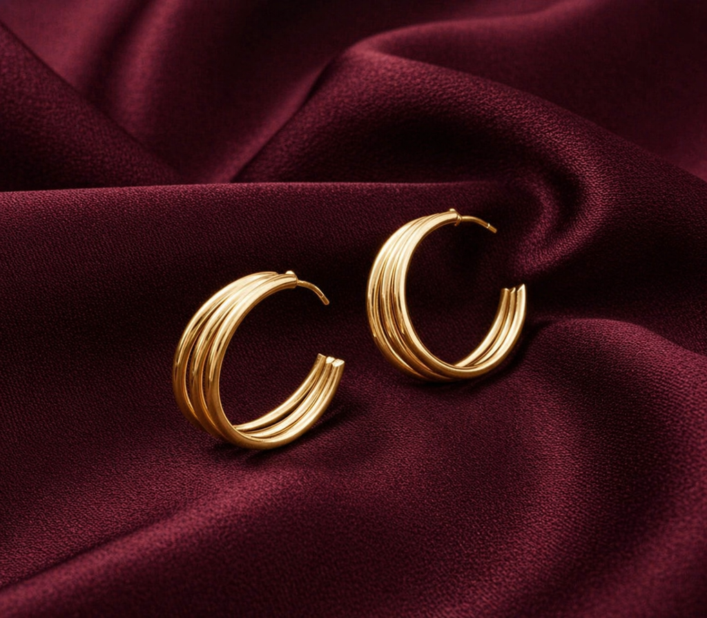 Gold plated stylish hoop earrings