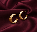 Gold plated stylish hoop earrings