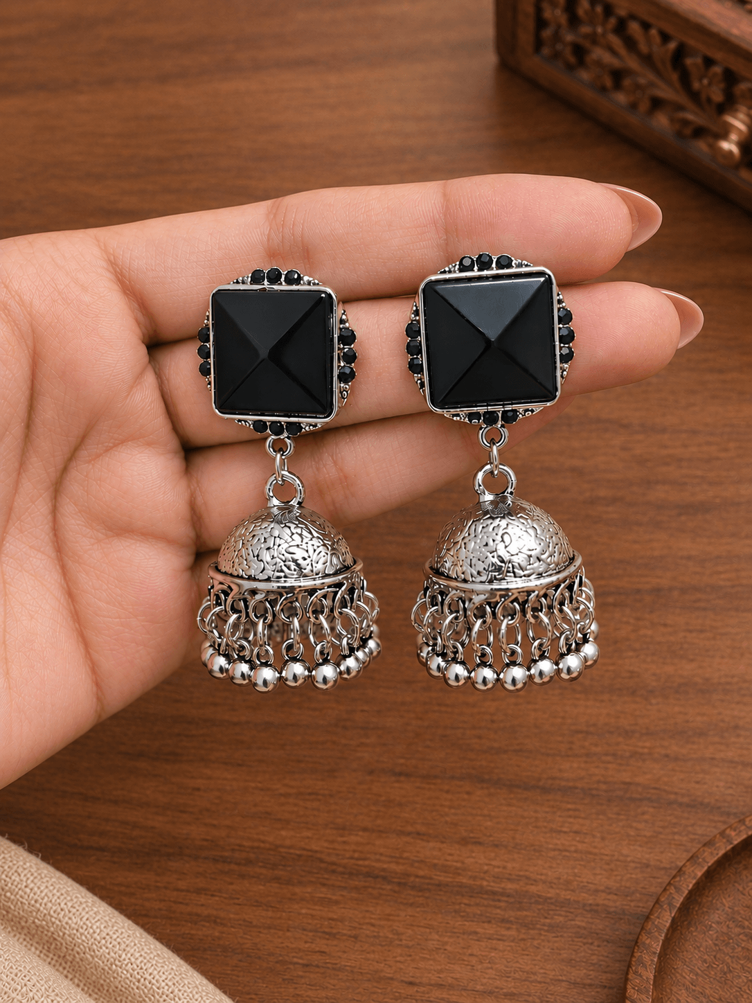 Zariya Facet Jhumkas | OXDE-16 (6 colours)