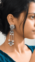 Handcrafted Cascading Pearl & Kundan Tiered Drop Earrings | OXDE-19
