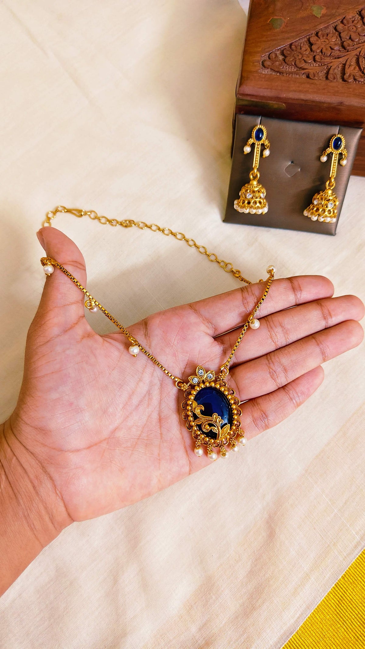 Blue Heritage Antique Necklace Set | TRDNK-84