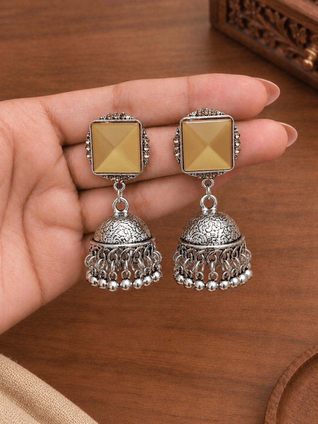 Zariya Facet Jhumkas | OXDE-16