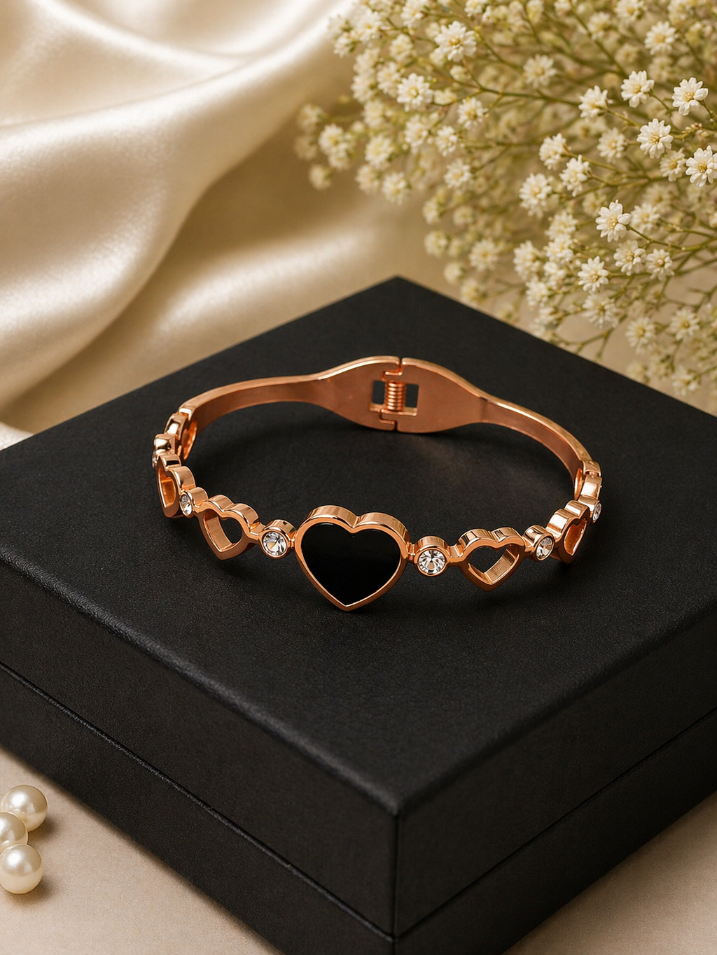 Rose Gold Heart Shaped Bangle