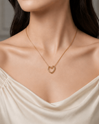 stainless steel gold heart pendant necklace
