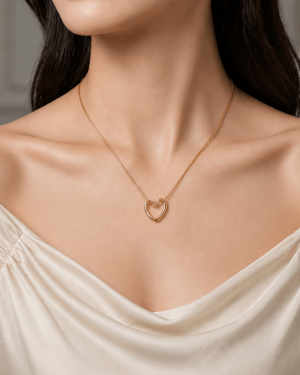 stainless steel gold heart pendant necklace